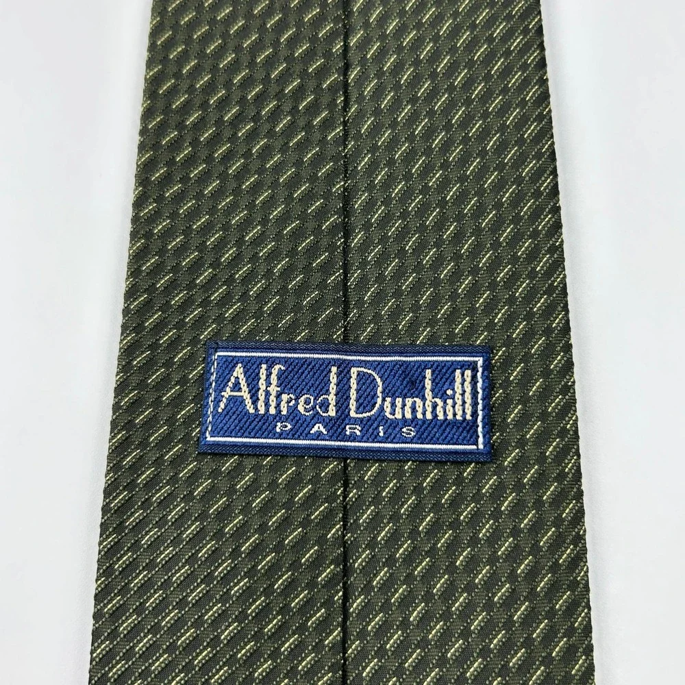Vintage‎ Alfred Dunhill Green and Gold Geometric Silk Tie Paris